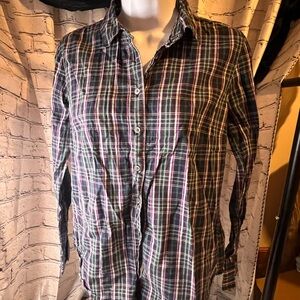 Tommy Hilfiger Black and Pink Plaid Button-Down Shirt